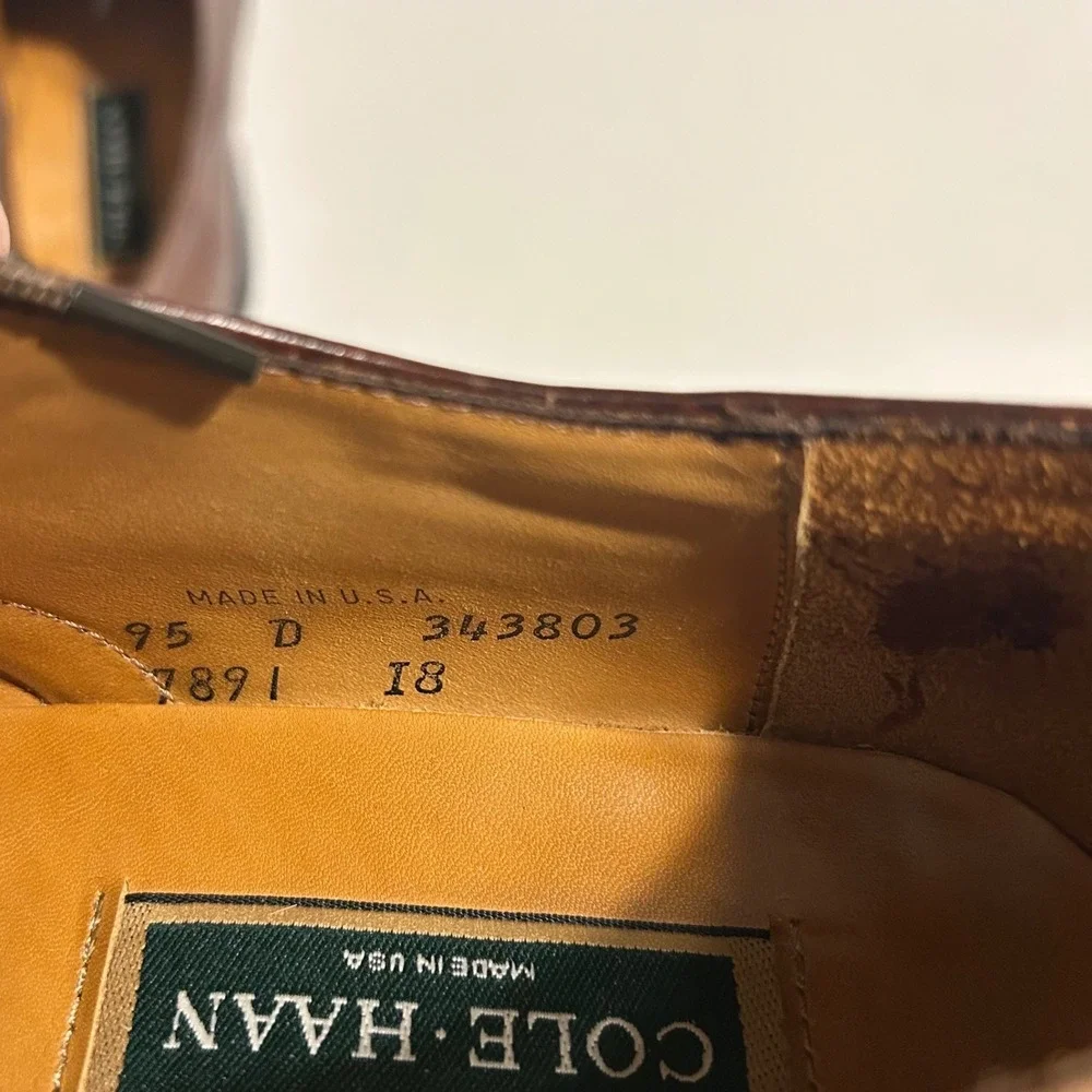 Vintage Cole Haan Oxford Shoes Mens 9.5 D Brown Leather Cap‎ Toe Made in USA